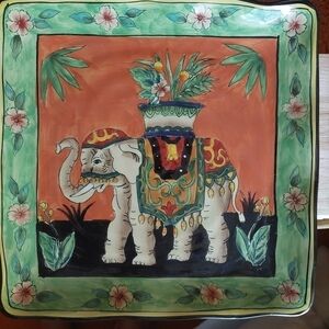 Retired* New West Indies Colourful Elephant Plate